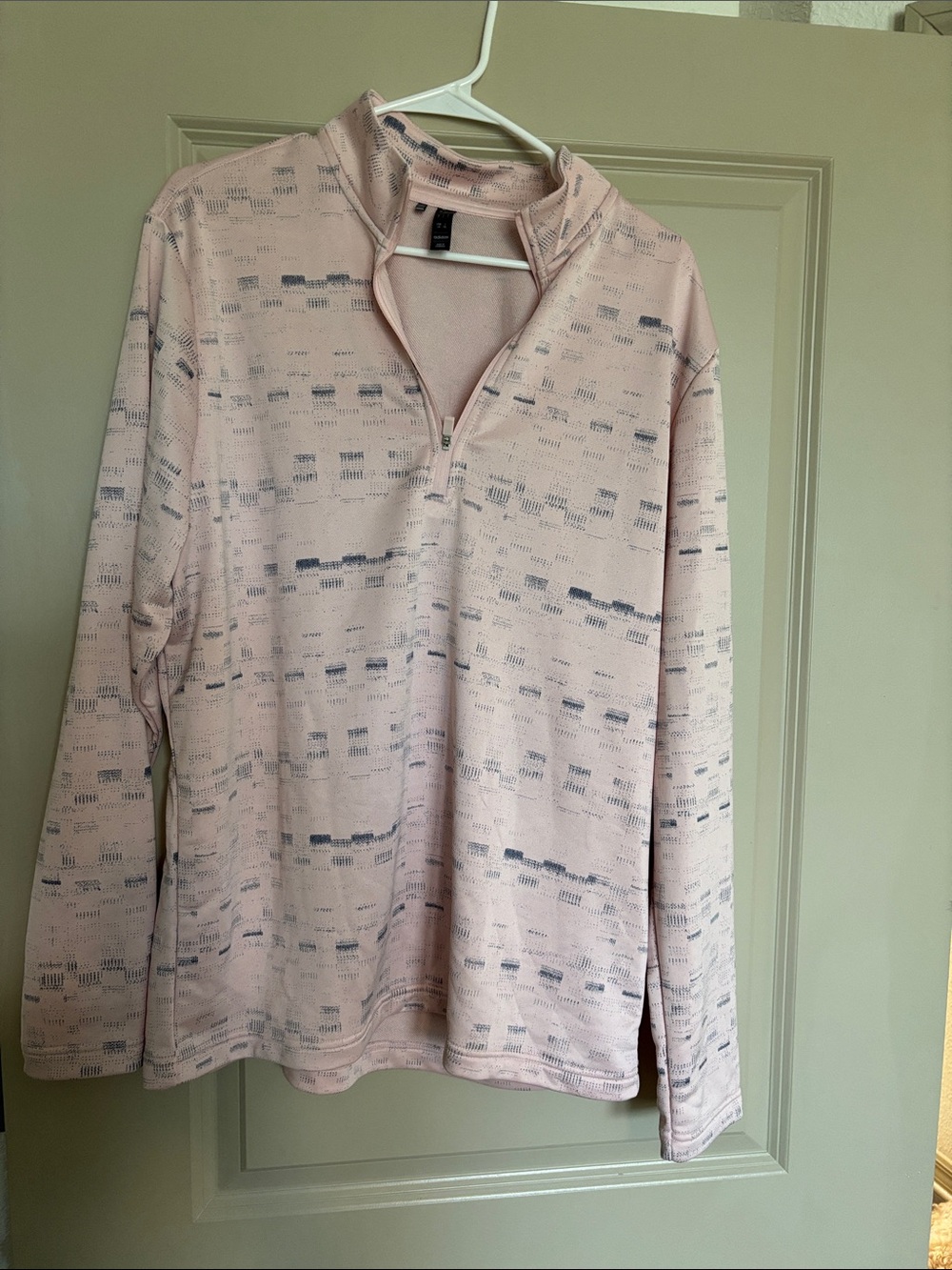 Men’s Adidas Ligh Pink Quarter-Zip Pullover with Subtle Gray Pattern